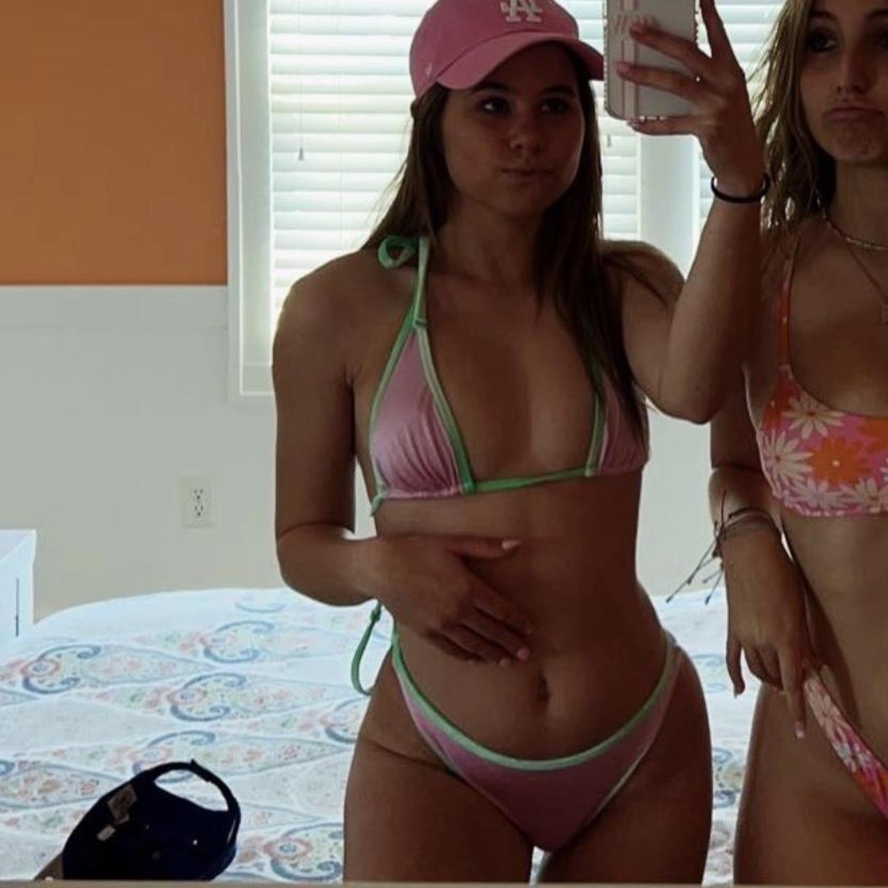 ASOS Women's Pink and Green Bikinisandtankinisets Depop