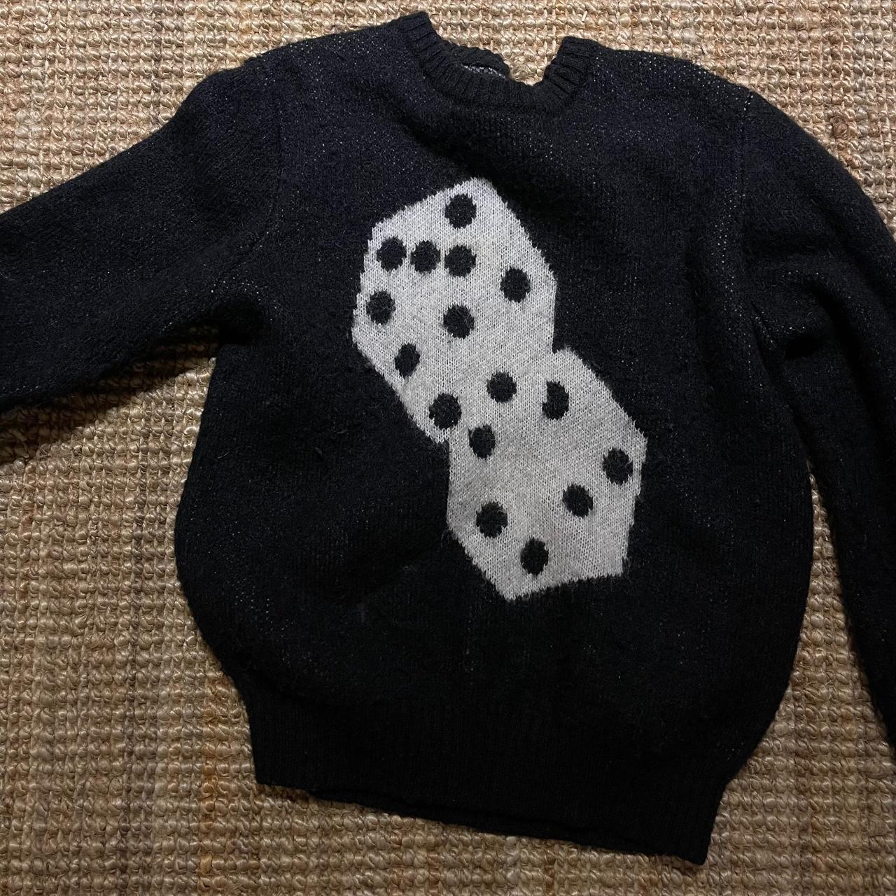 stussy dice mohair sweater , size small - sits...