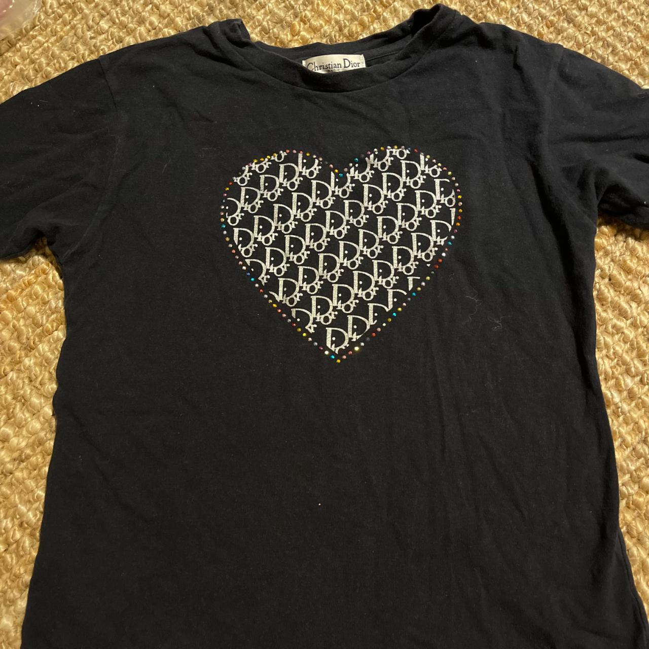 【レア】Christian Dior ハートTシャツ Vintage christian dior vintage baby tee heart and | Depop