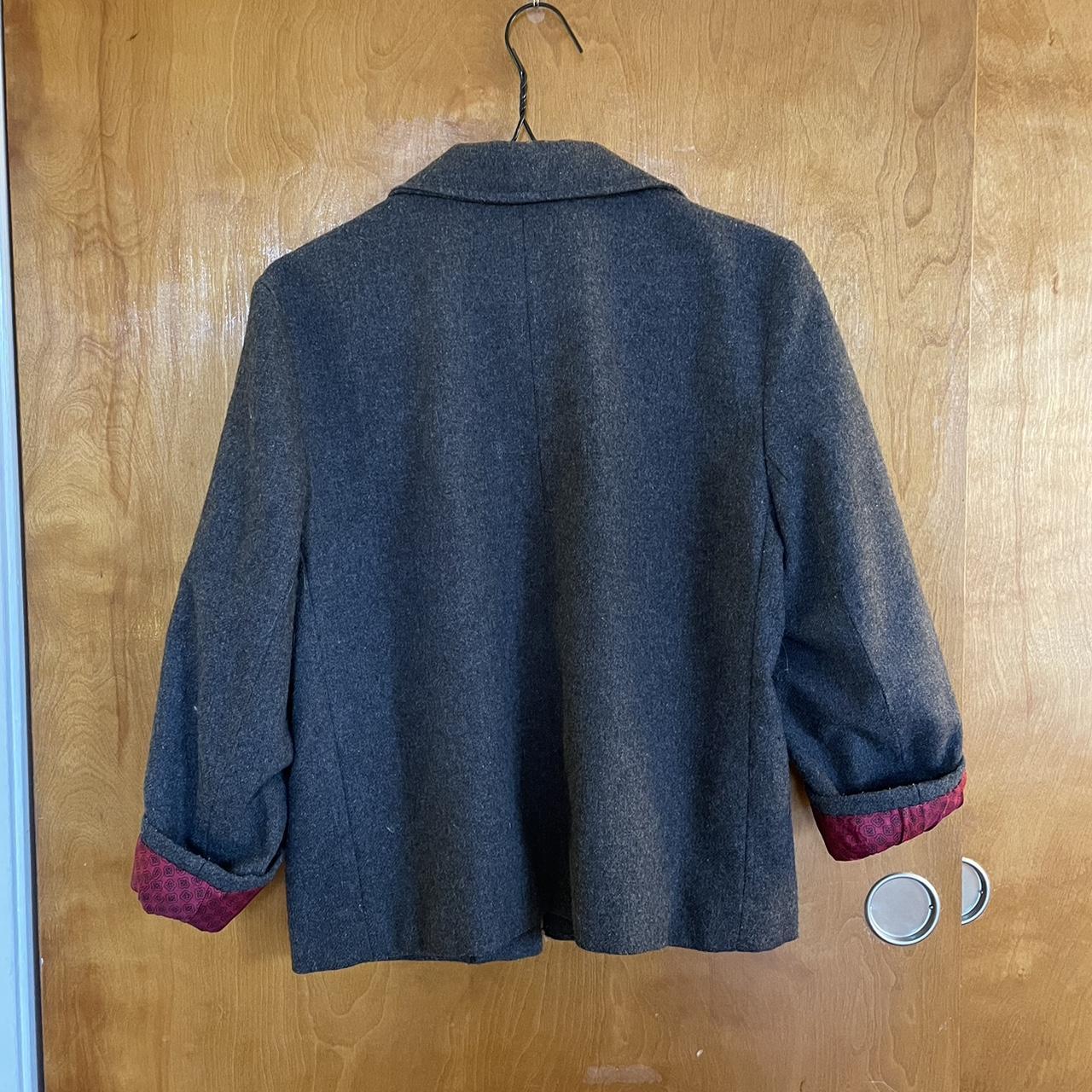 Women's Grey and Burgundy Jacket | Depop