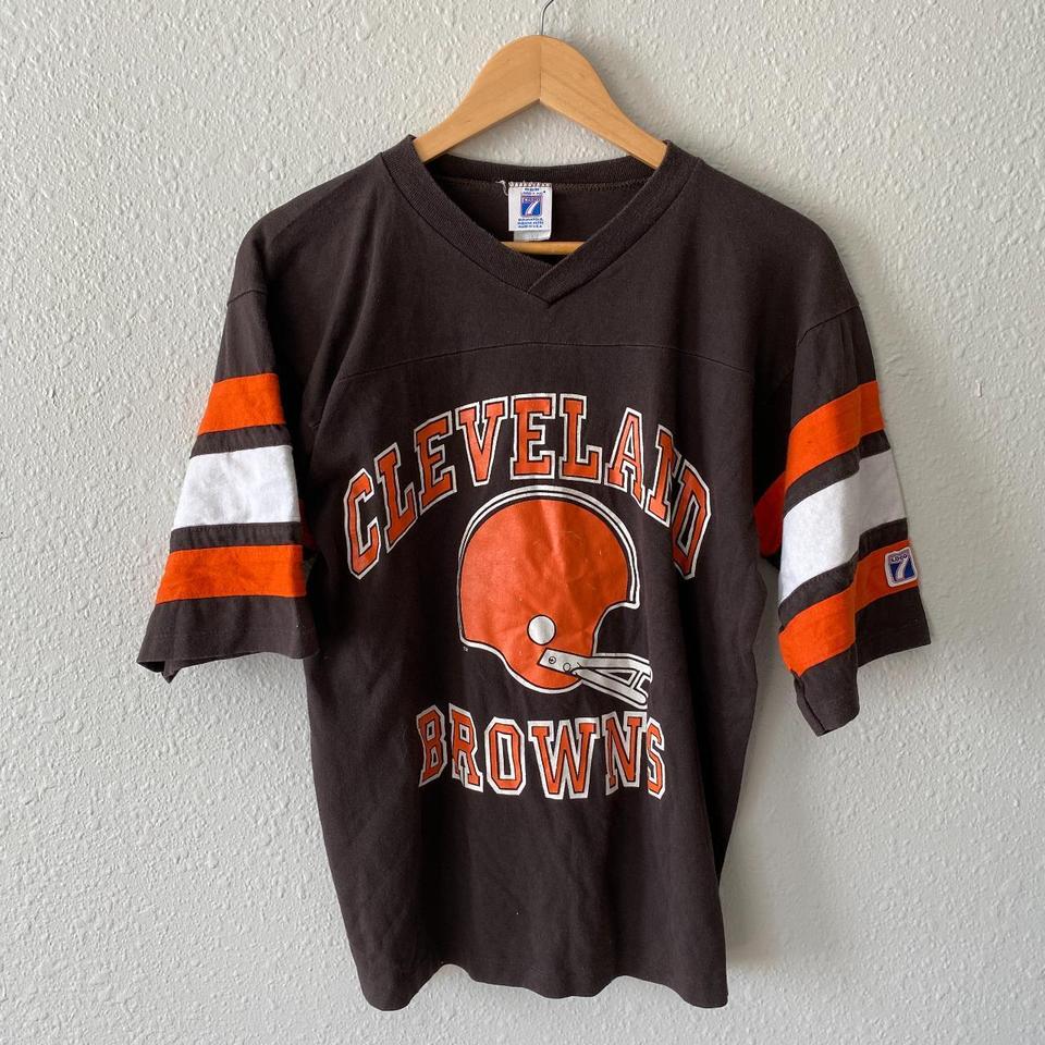 Vintage 2000s Cleveland Browns Logo Brown T Shirt In - Depop