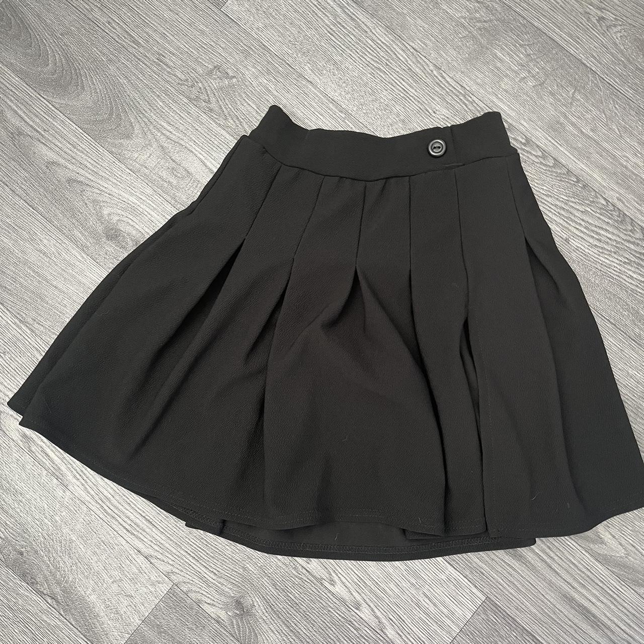 Black Pleated Side Split Tennis Skirt
