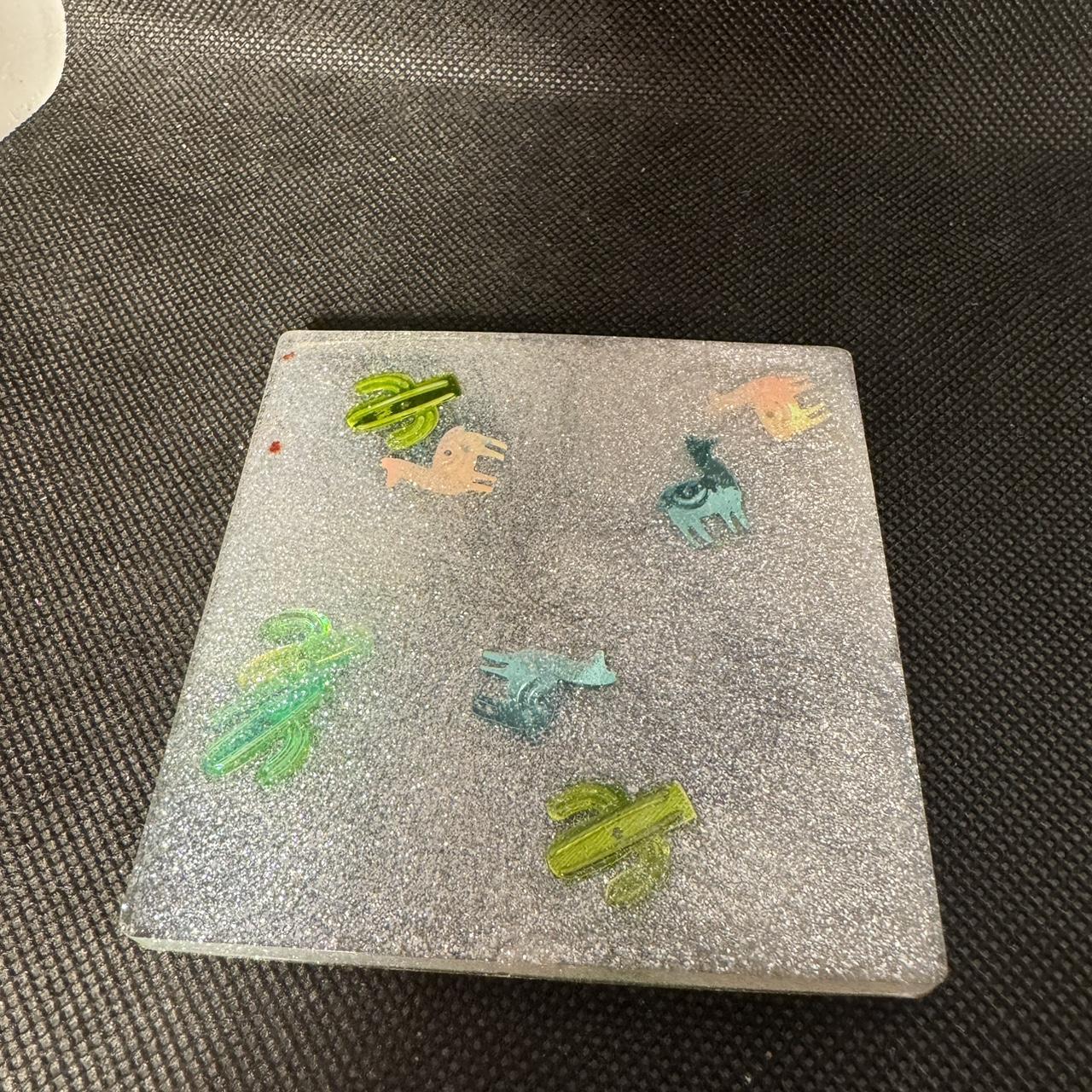 Resin Coaster With Llamas And Cacti Depop