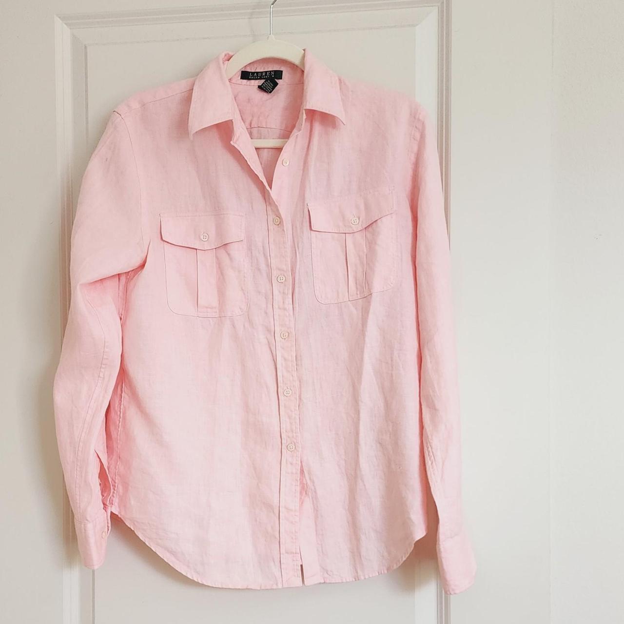 Lauren linen pink shirt - Depop