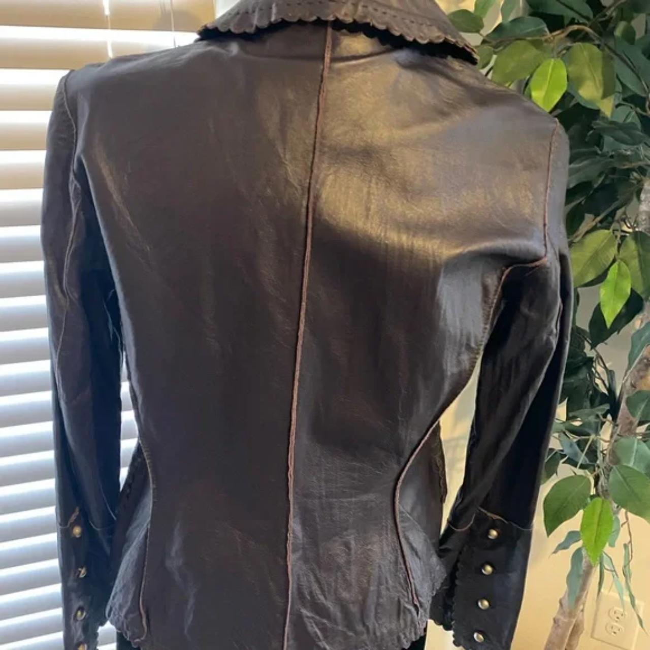 Cami Deep purple leather blazer 100% leather size 4.... - Depop