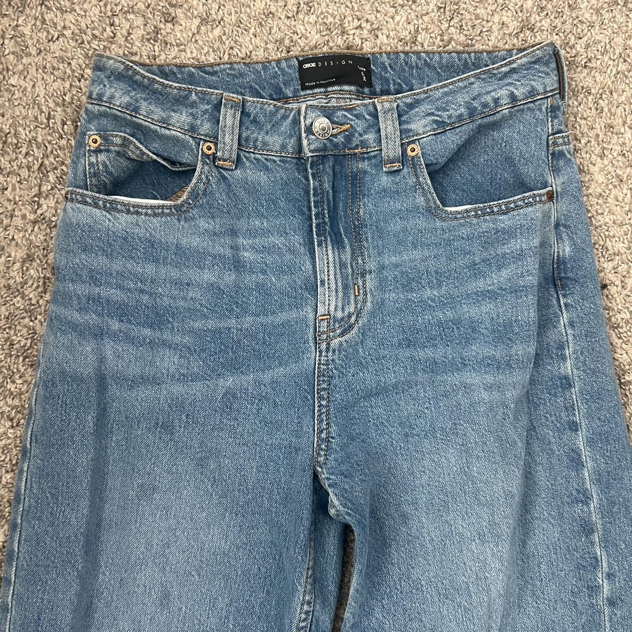 ASOS DESIGN Petite dad jeans in mid blue W26L26 - Depop