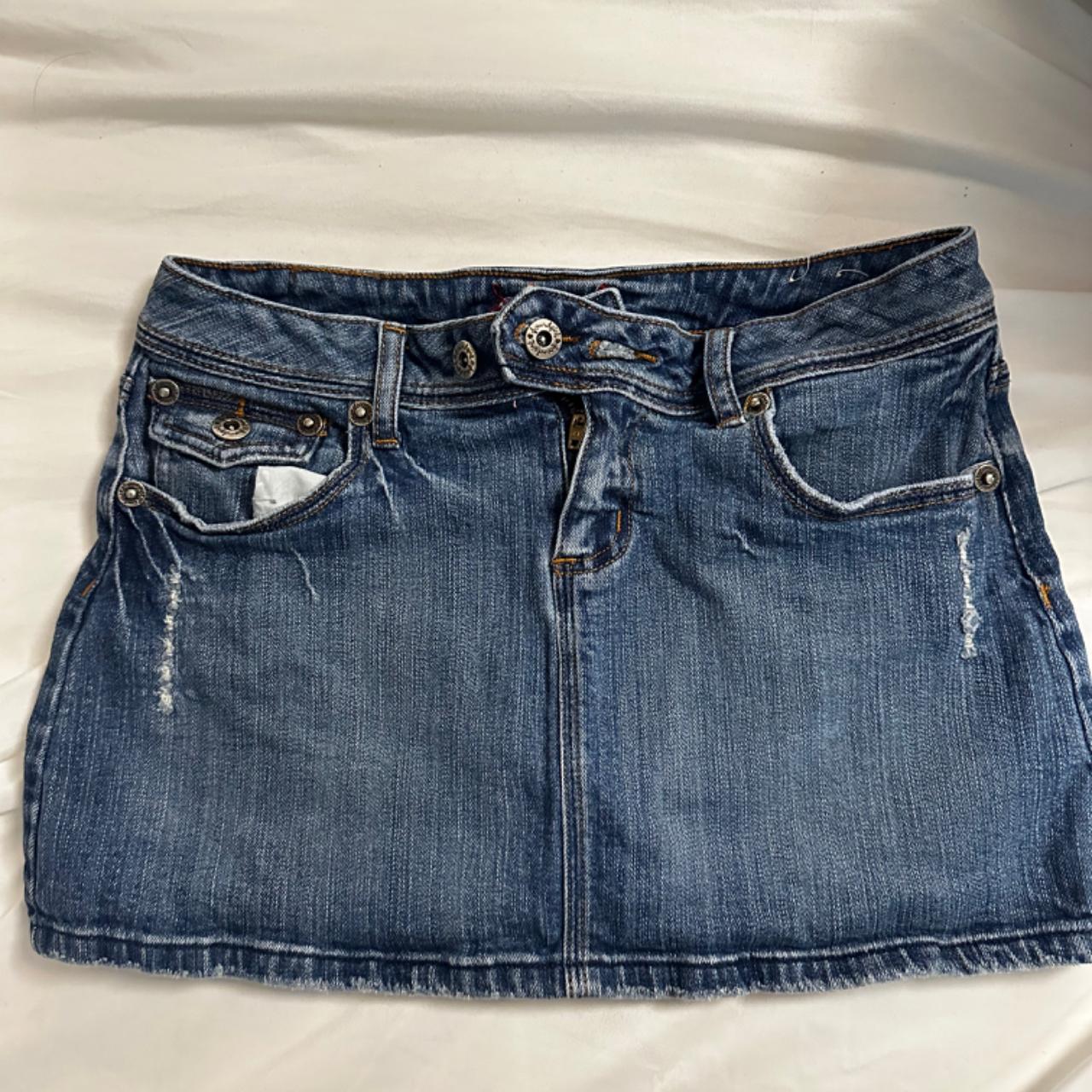 denim mini skirt with hearts denimskirt miniskirt... Depop