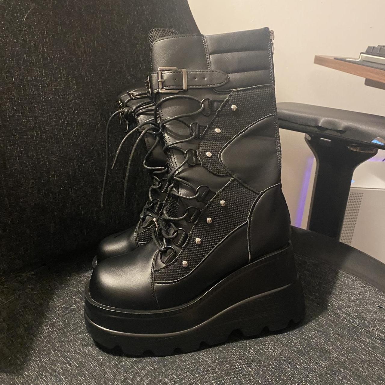 black grunge lace up platform boots, BRAND NEW and... - Depop