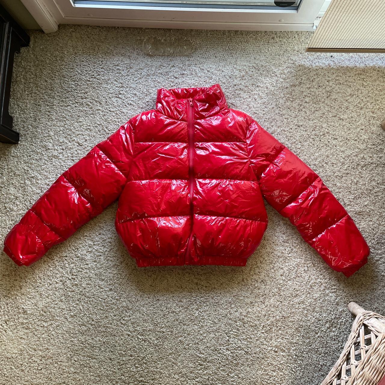 Red shiny outer puffer jacket. Like-new condition.... - Depop