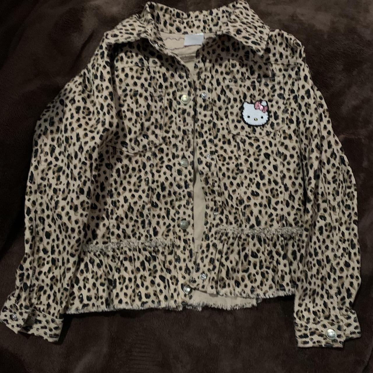 KIDS hello kitty cheetah print jacket! size 10 but... - Depop