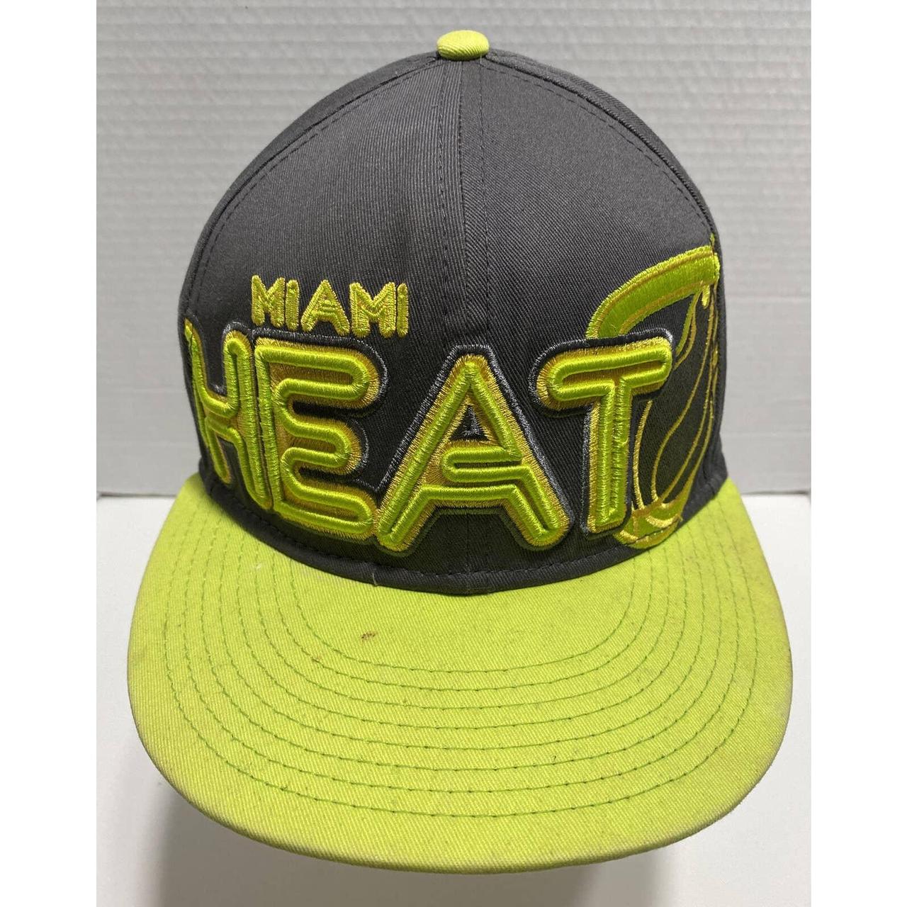 Miami Heat New Era Hat Hardwood Classic Gray Neon... - Depop