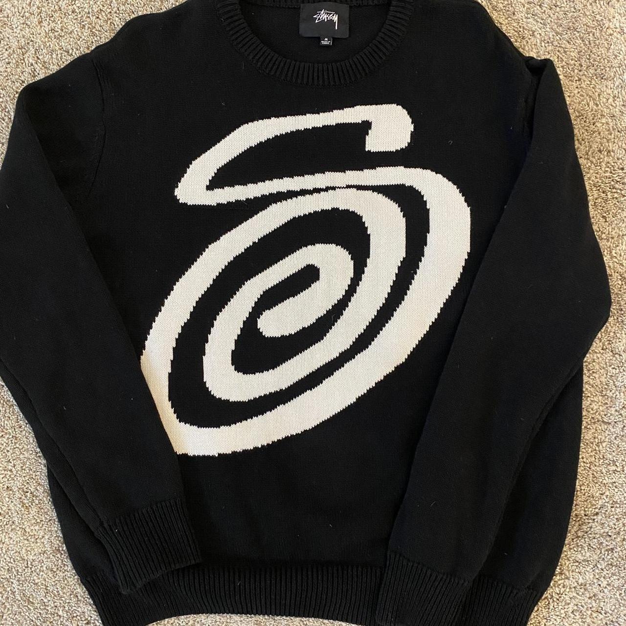 Black Stussy S Knit Sweater Size Medium Crazy piece... - Depop