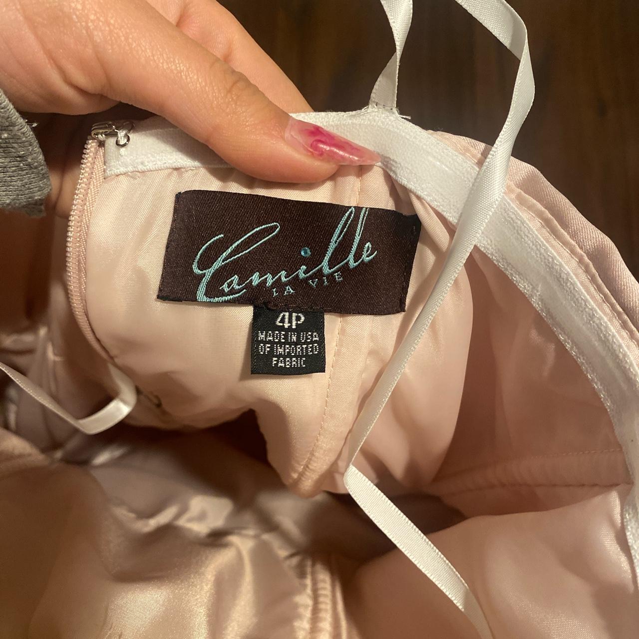 blush pink beautiful long strapless satin poofy,... Depop