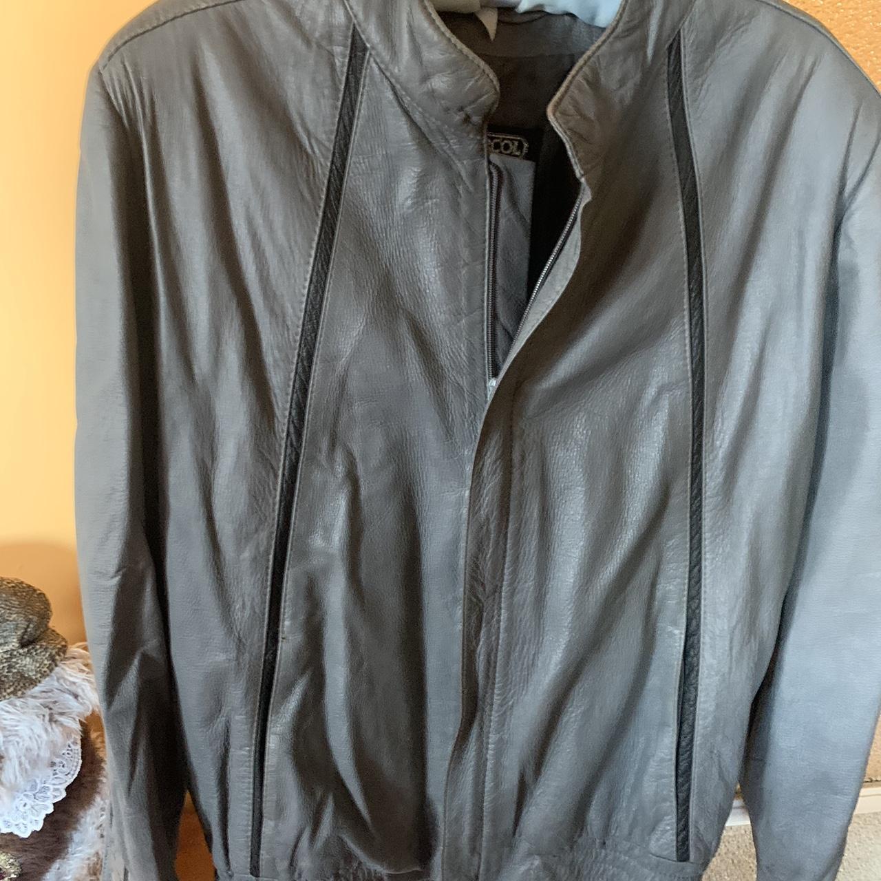 Leather jacket. Two side pockets. One inside pocket... - Depop