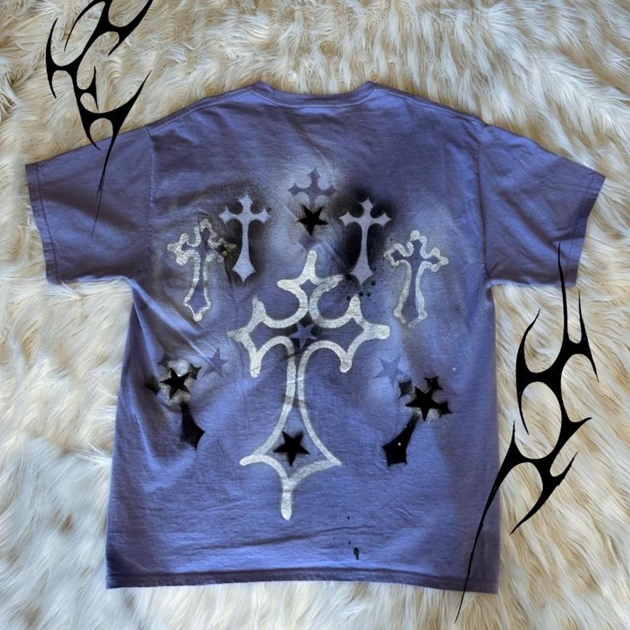 y2k hand painted spray paint shirt ♱ ... - Depop