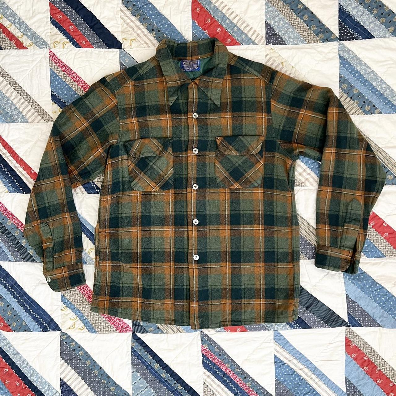 Vintage 60s Pendleton Wool Plaid Button Up Shirt |... - Depop