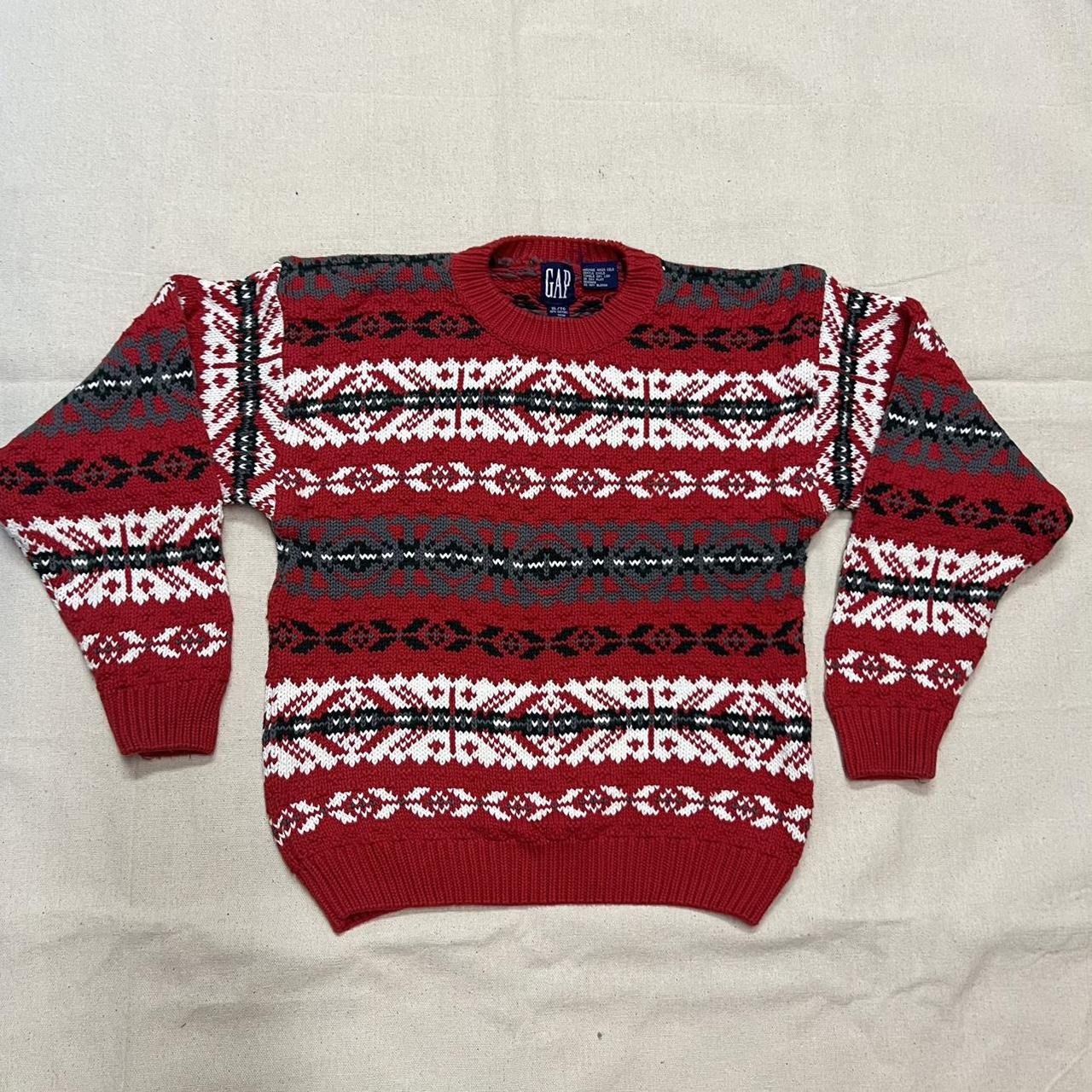 Vintage 90s Gap Cotton Knit Sweater | Holiday... - Depop