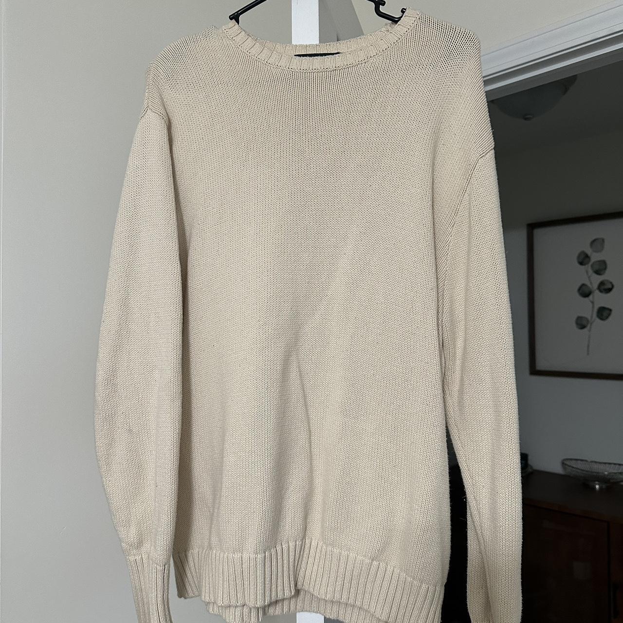 Brandy Melville cream oversized sweater some wear... - Depop