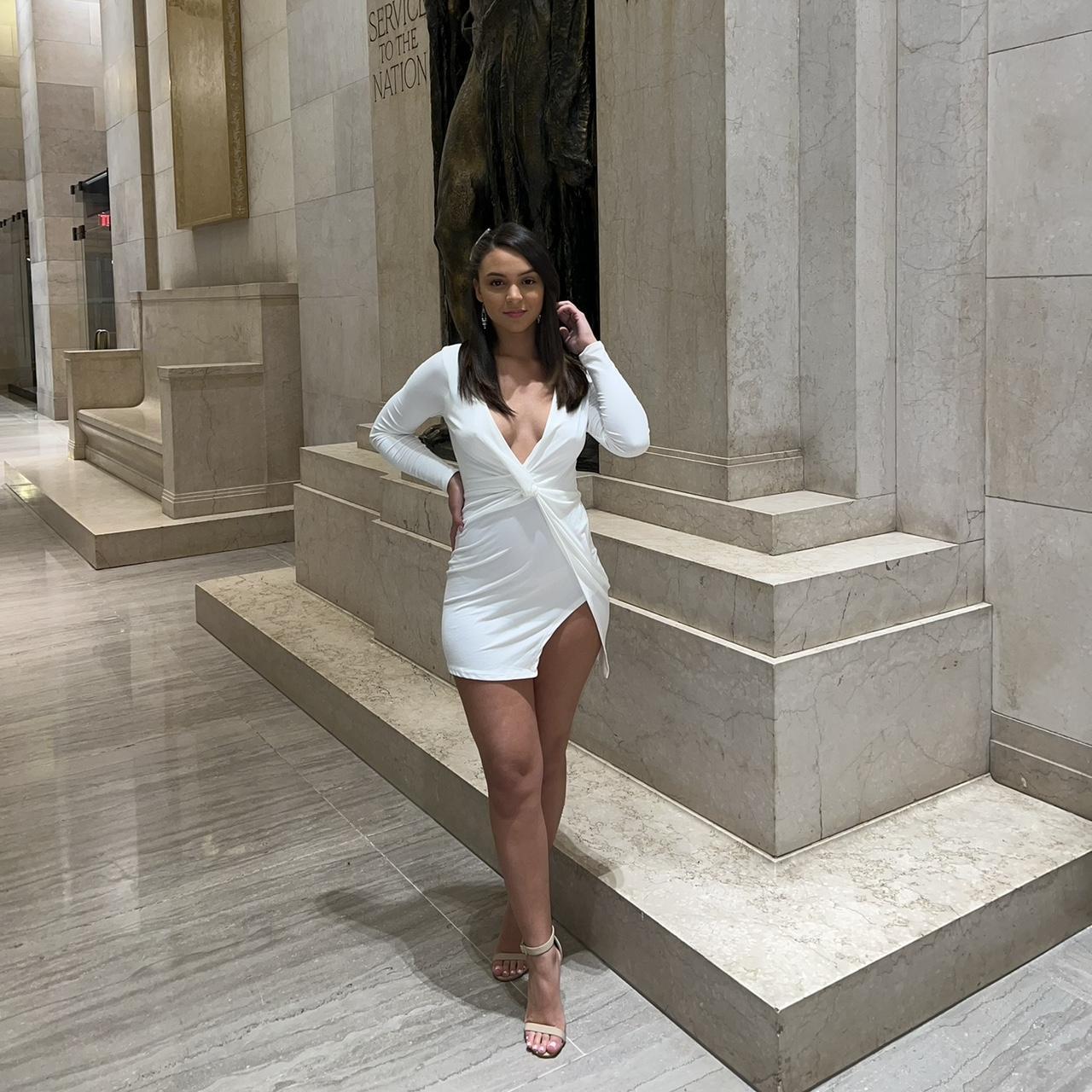 Fashion Nova Sugar Frenzy Dress Ivory White Slit