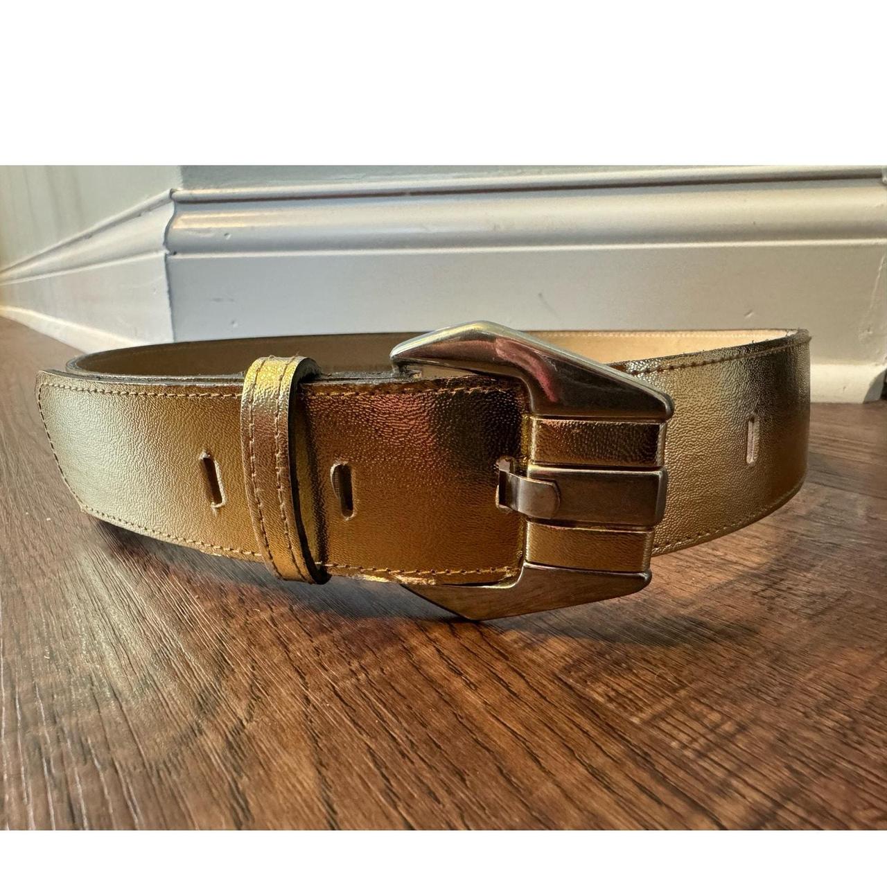 Vintage Leather Belt / Golden Buckle / 80's - 90's fashion /