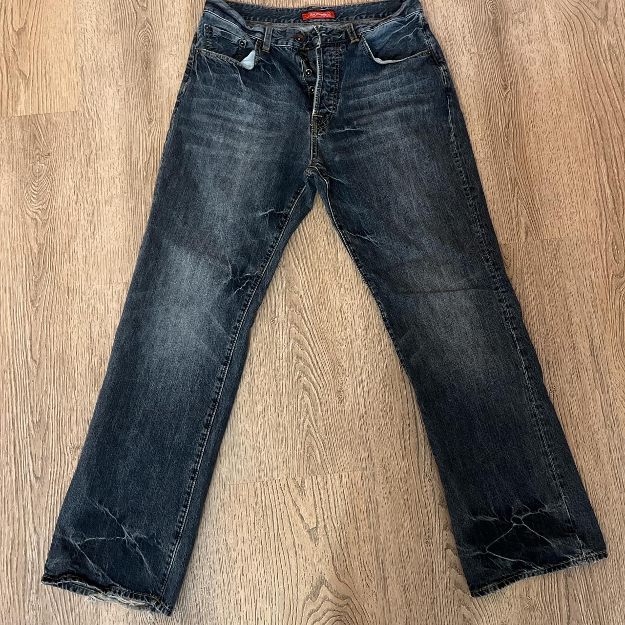 Dope mens Ed Hardy dark wash wide leg jeans 🥶🔥 ... - Depop