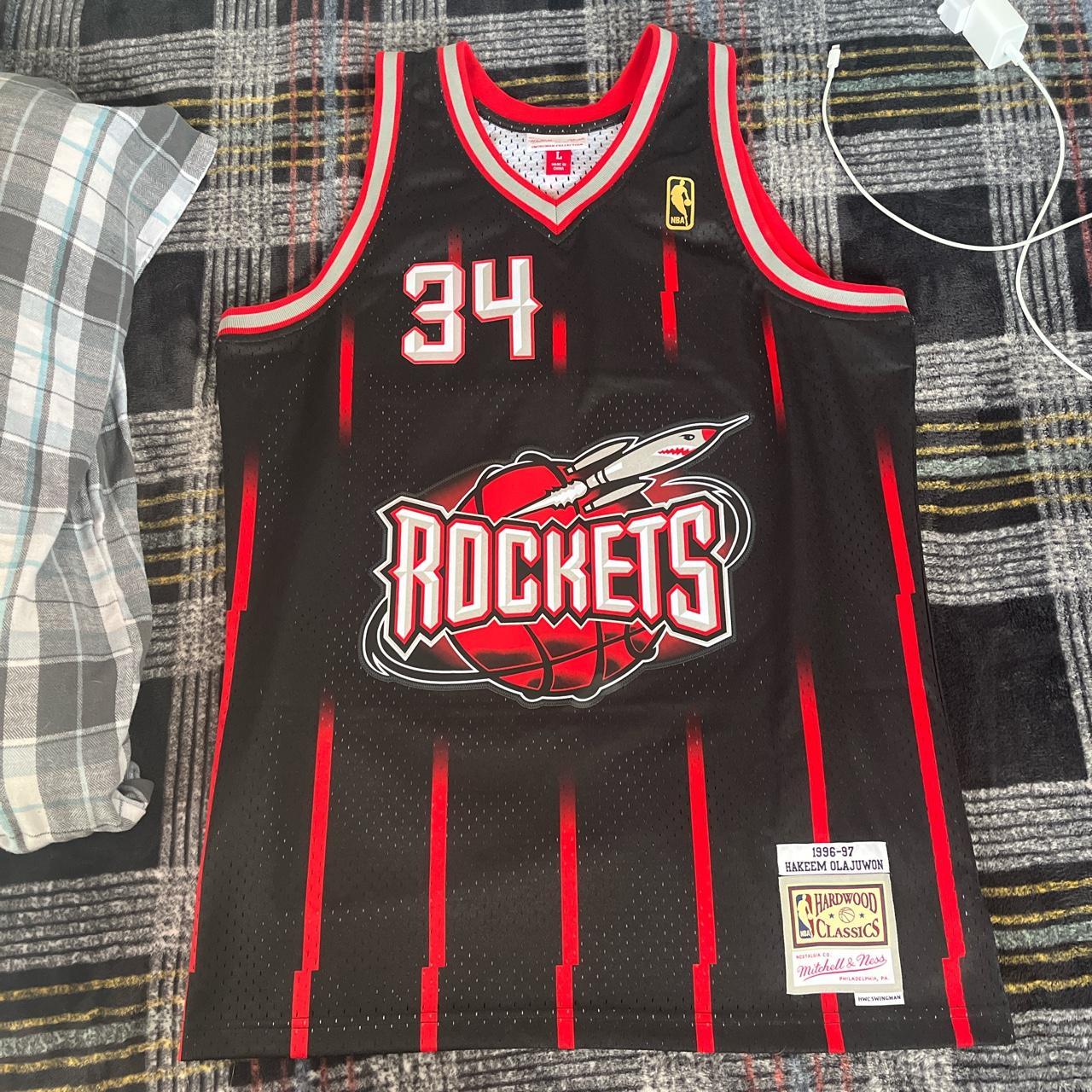 Men's Houston Rockets Hakeem Olajuwon Mitchell & Ness Black