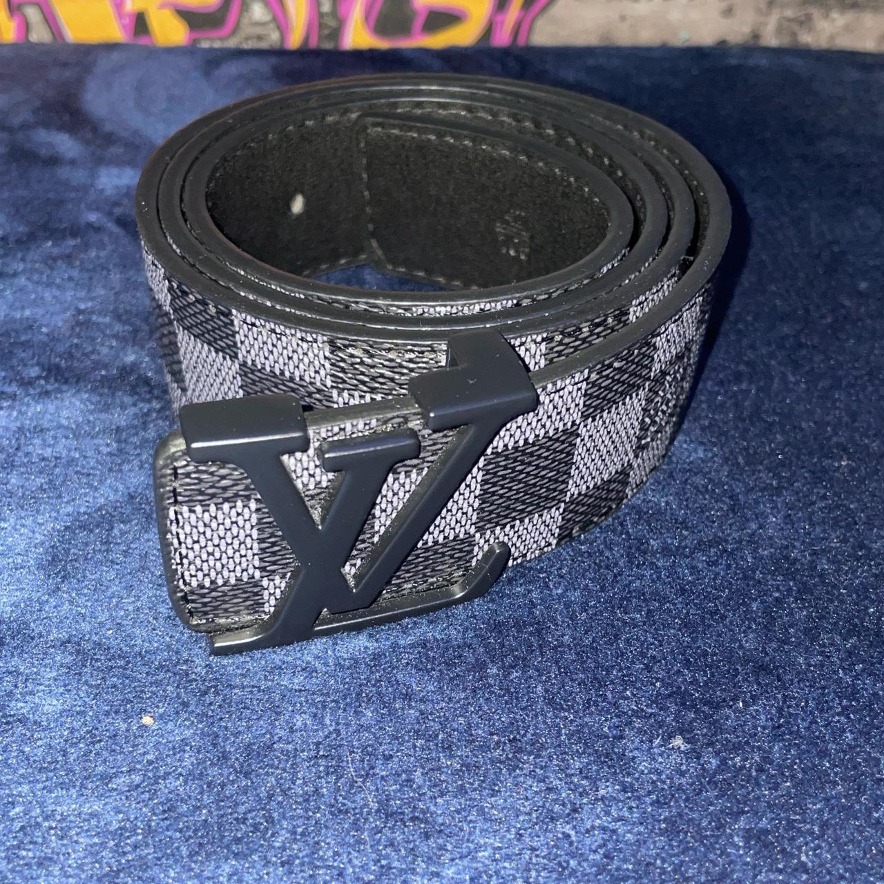 Black Chequered LV Belt MENS 105CM Used A Few... - Depop