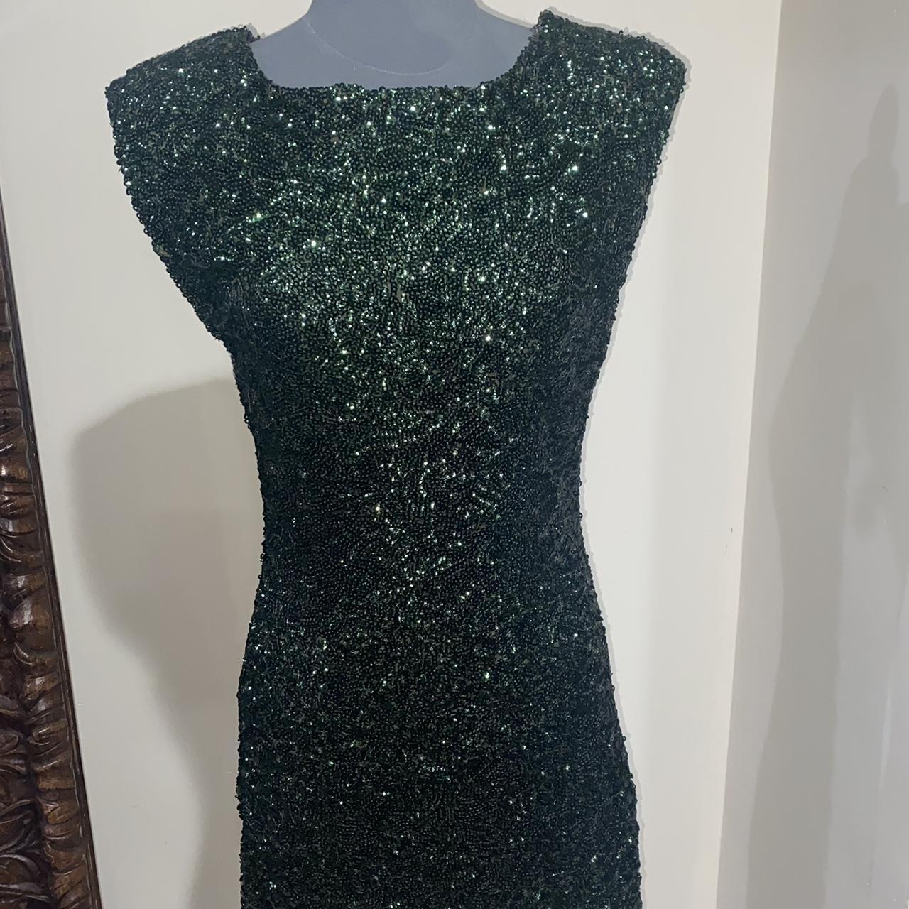 Alice & Olivia Green Sequence dress short holiday... - Depop