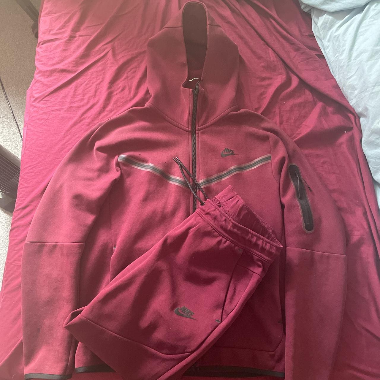 Nike Tech full tracksuit in the maroon colourway. An... - Depop