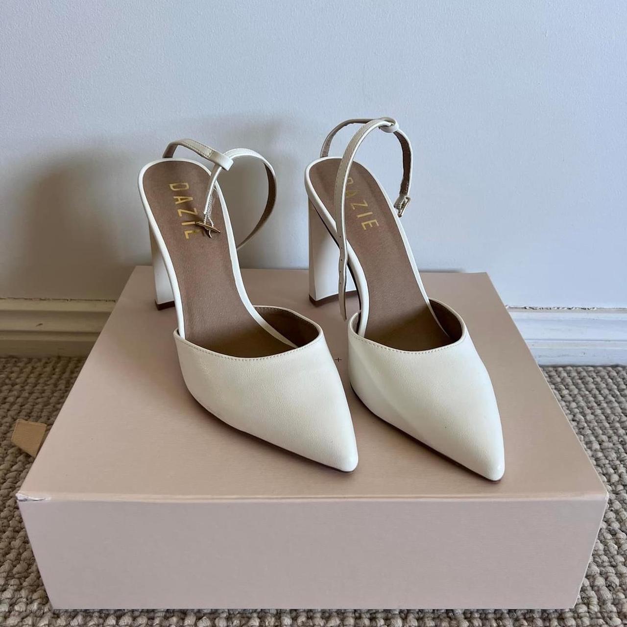 Dazie white heels / Size 9. Brand new and only tried... - Depop