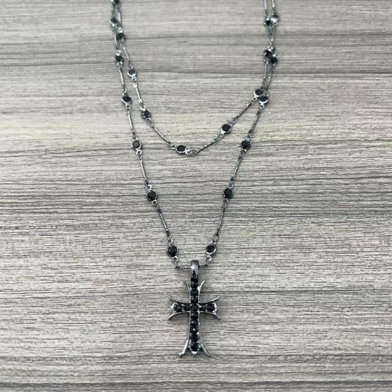 Y2K Style Cross Pendant Necklace For Women Double... - Depop