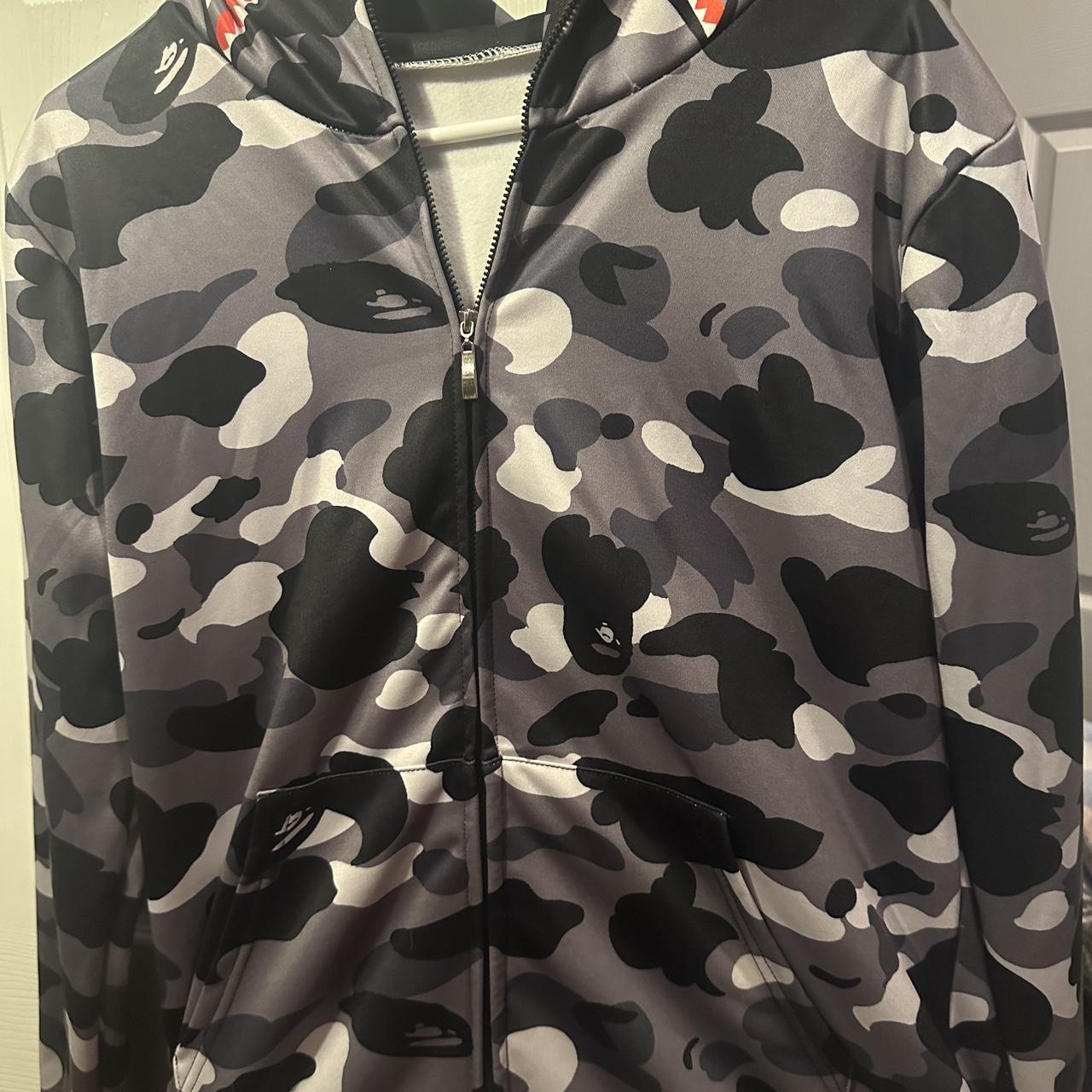 “BAPE” grey and white replica bathing ape shark... - Depop