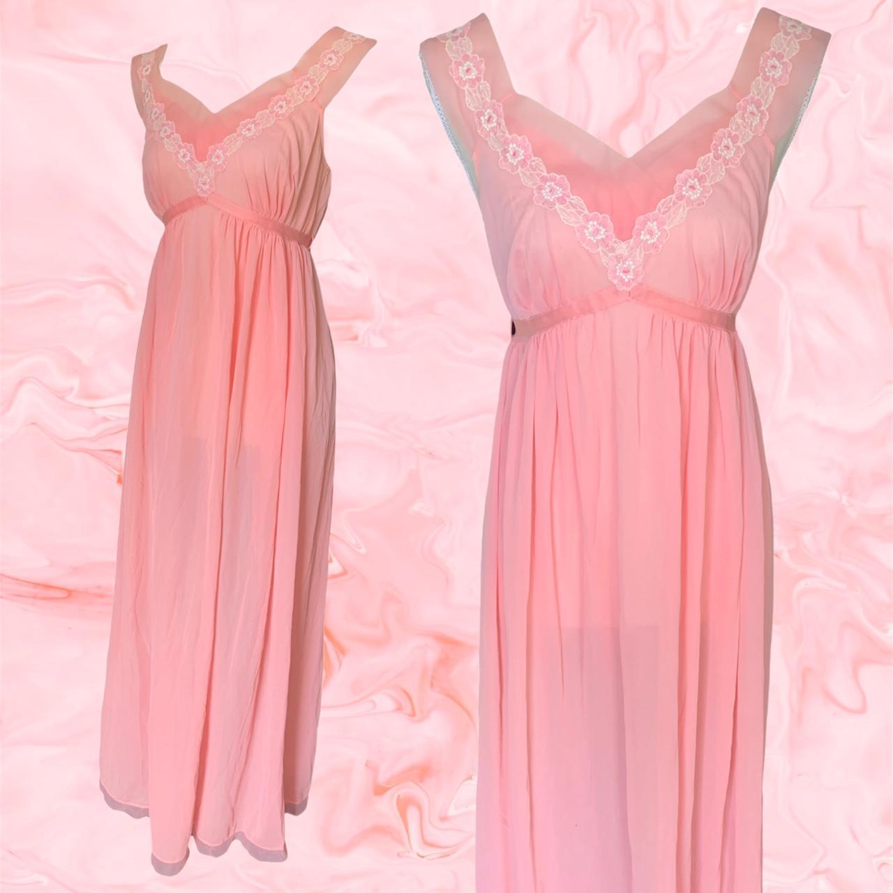 🌸70’s VINTAGE COQUETTE PRINCESSCORE PINK MAXI... - Depop