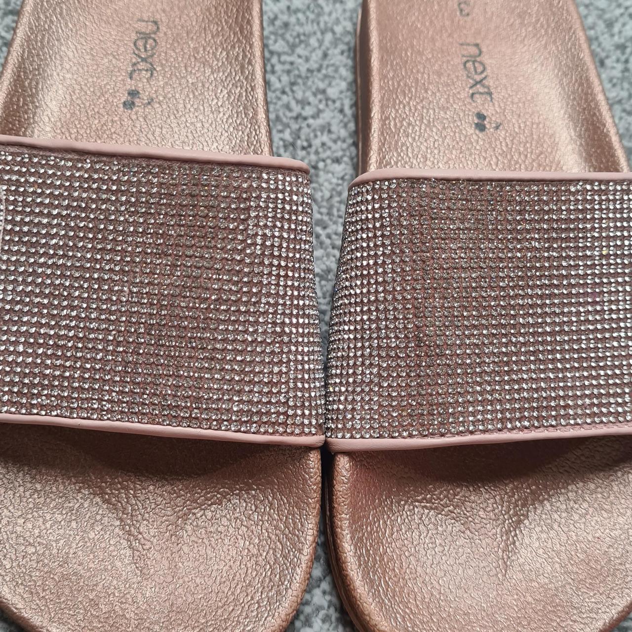 Rose gold glitter sliders. Size 3. Worn once. Next Depop