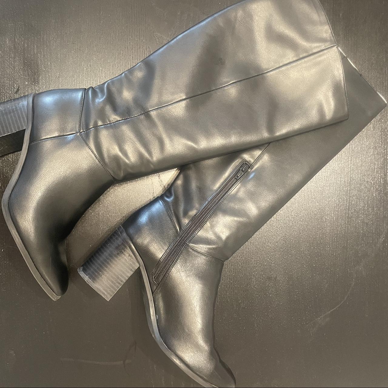 Black knee high leather boots - Depop