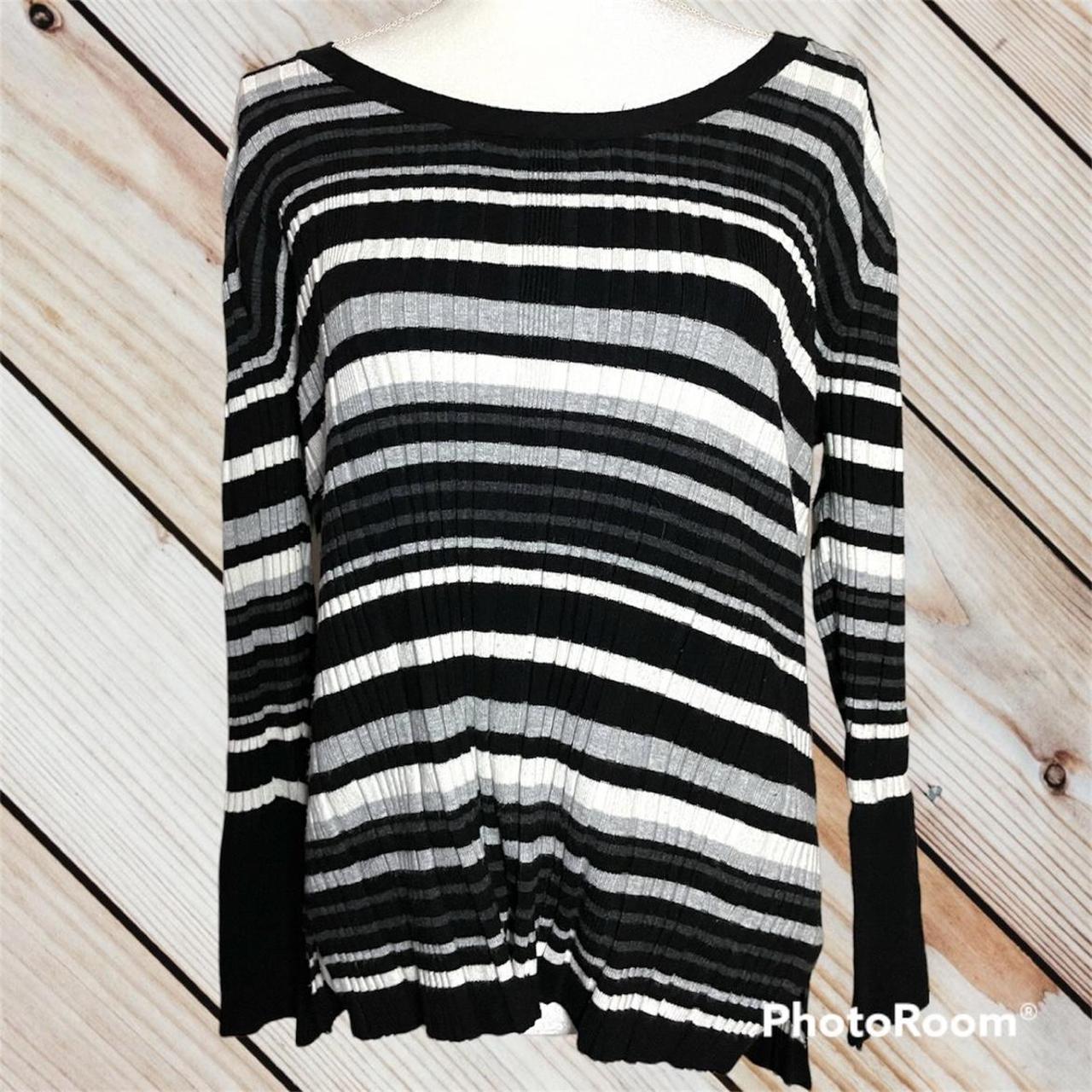 Lane Bryant Striped Black And White Stretchy Knit... - Depop