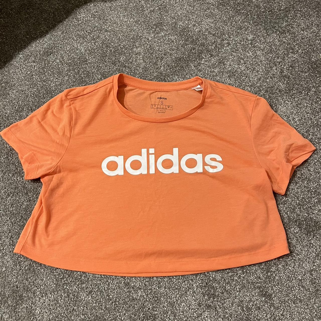 Adidas Women's Orange Crop-top | Depop