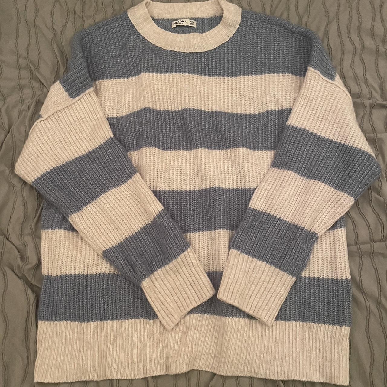 blue and white striped sweater! size: 2XL brand:... - Depop