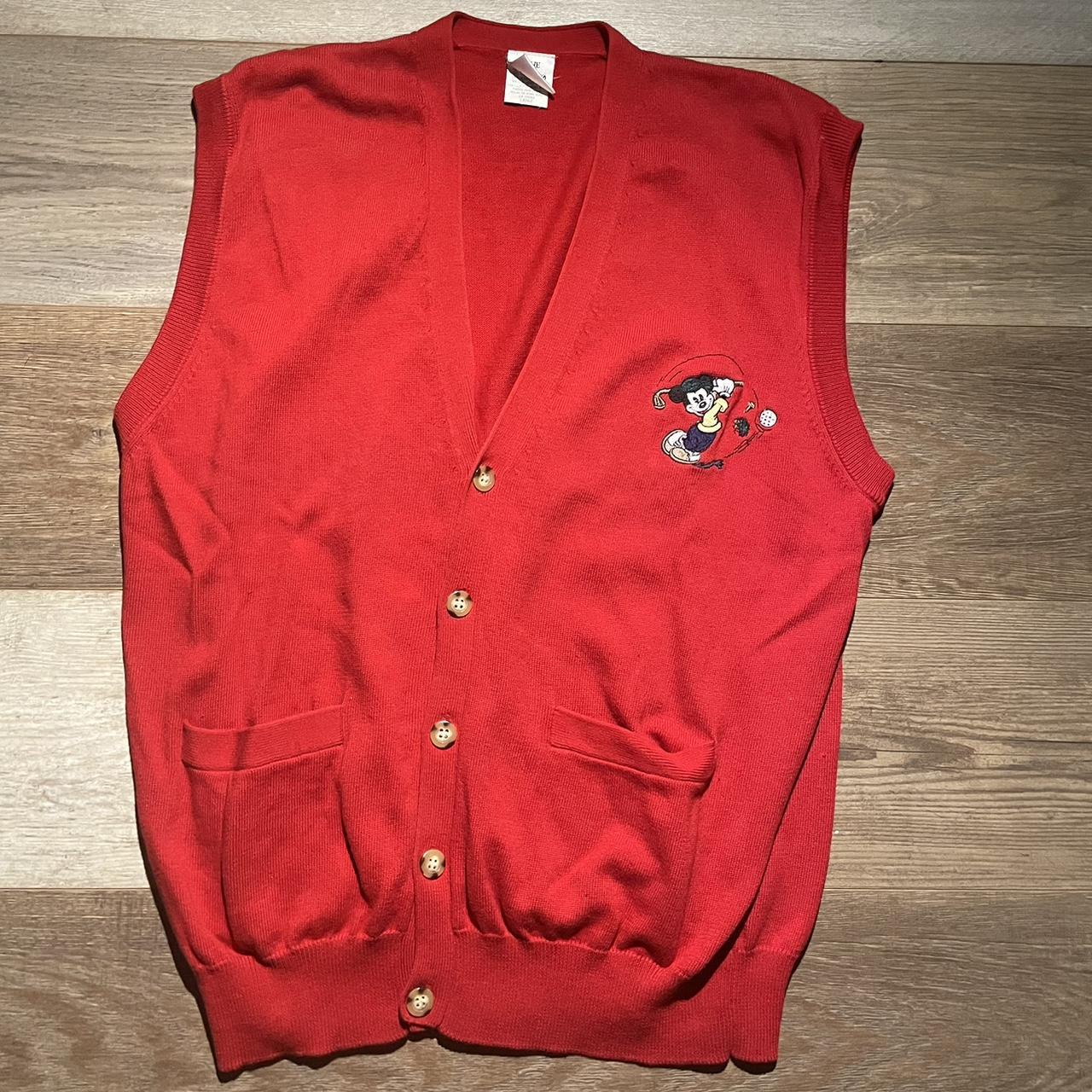 Disney red cardigan Size large Embroidery on front Depop