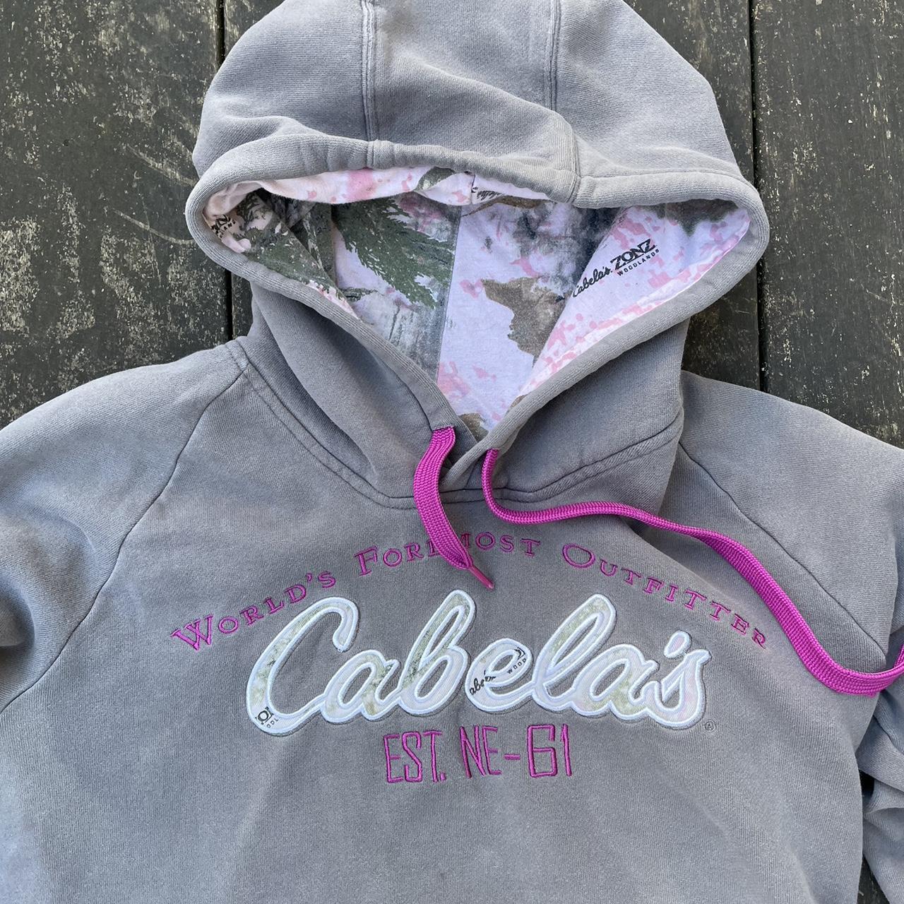 Cabelas pink Camo and grey hoodie Size medium. Depop