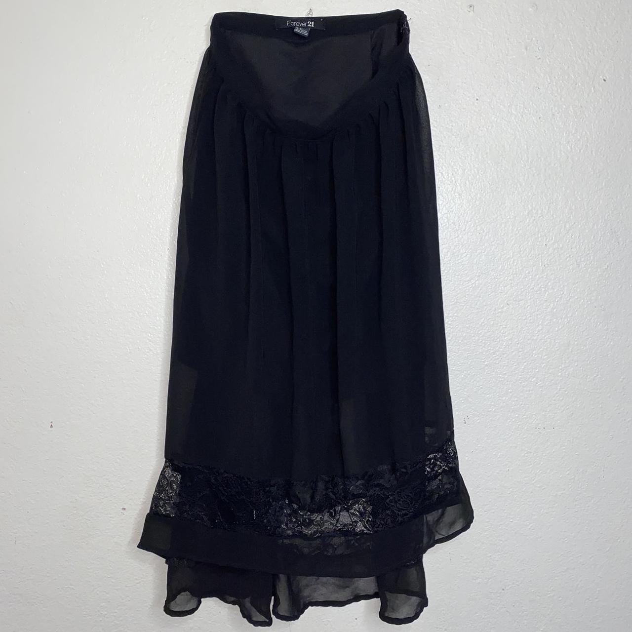 Black Sheer Lace Trim Maxi Skirt 𝙲𝚘𝚗𝚍𝚒𝚝𝚒𝚘𝚗 gently... - Depop