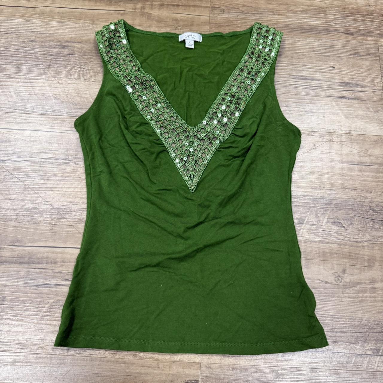 Cache Women's Blouse - Green - M – Y2K Cache Bead… - image 1