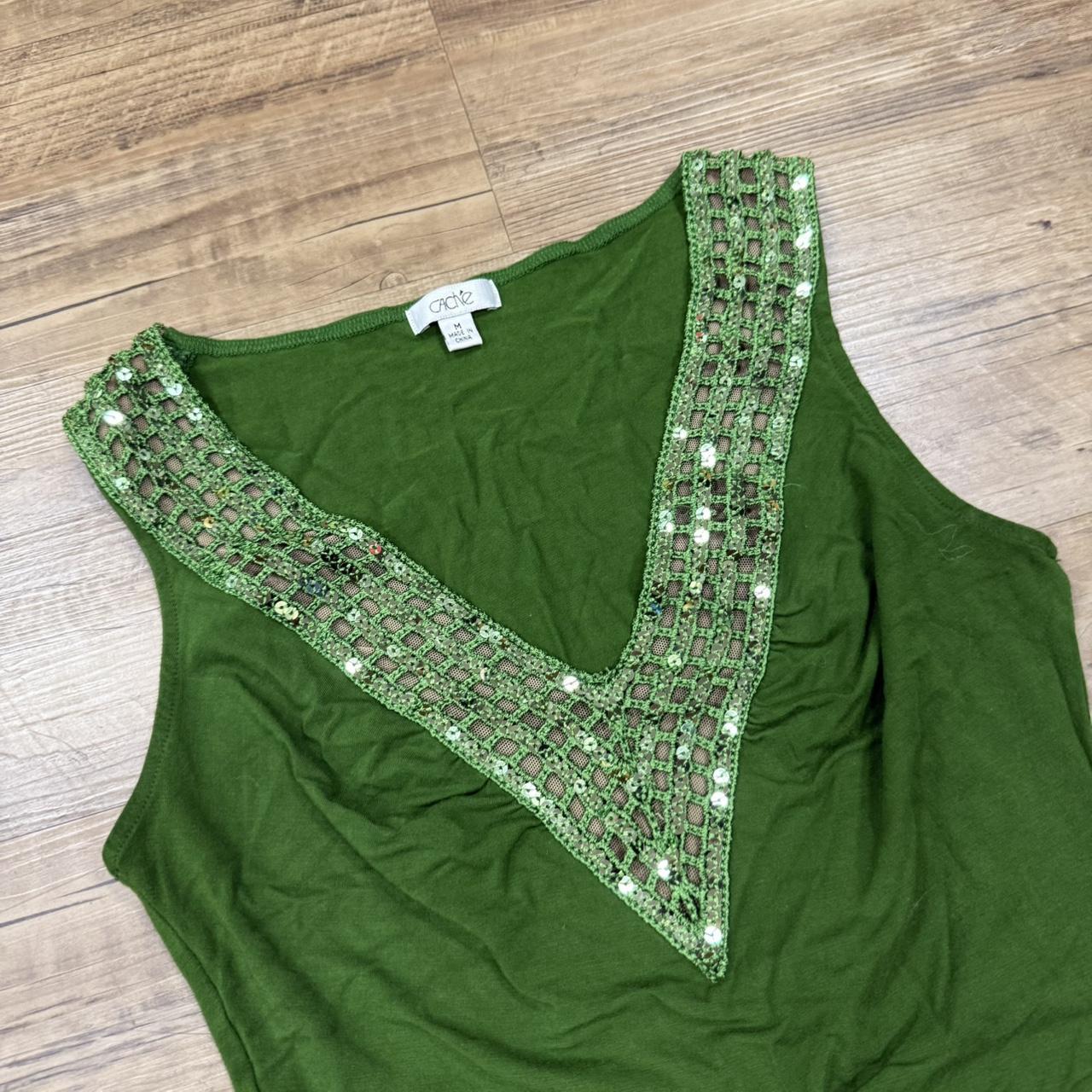 Cache Women's Blouse - Green - M – Y2K Cache Bead… - image 3
