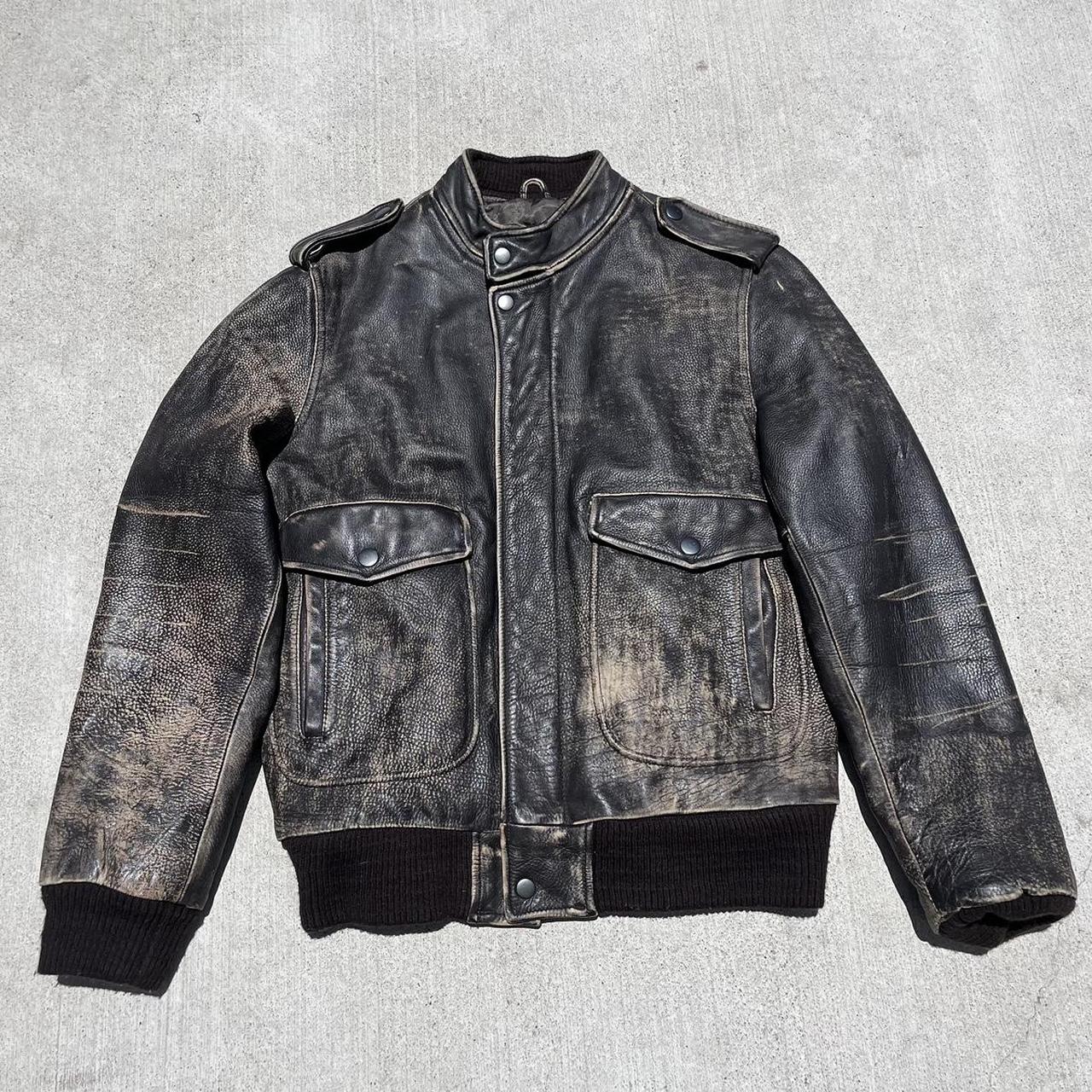 Vintage Oversized Old Navy Leather Jacket Depop