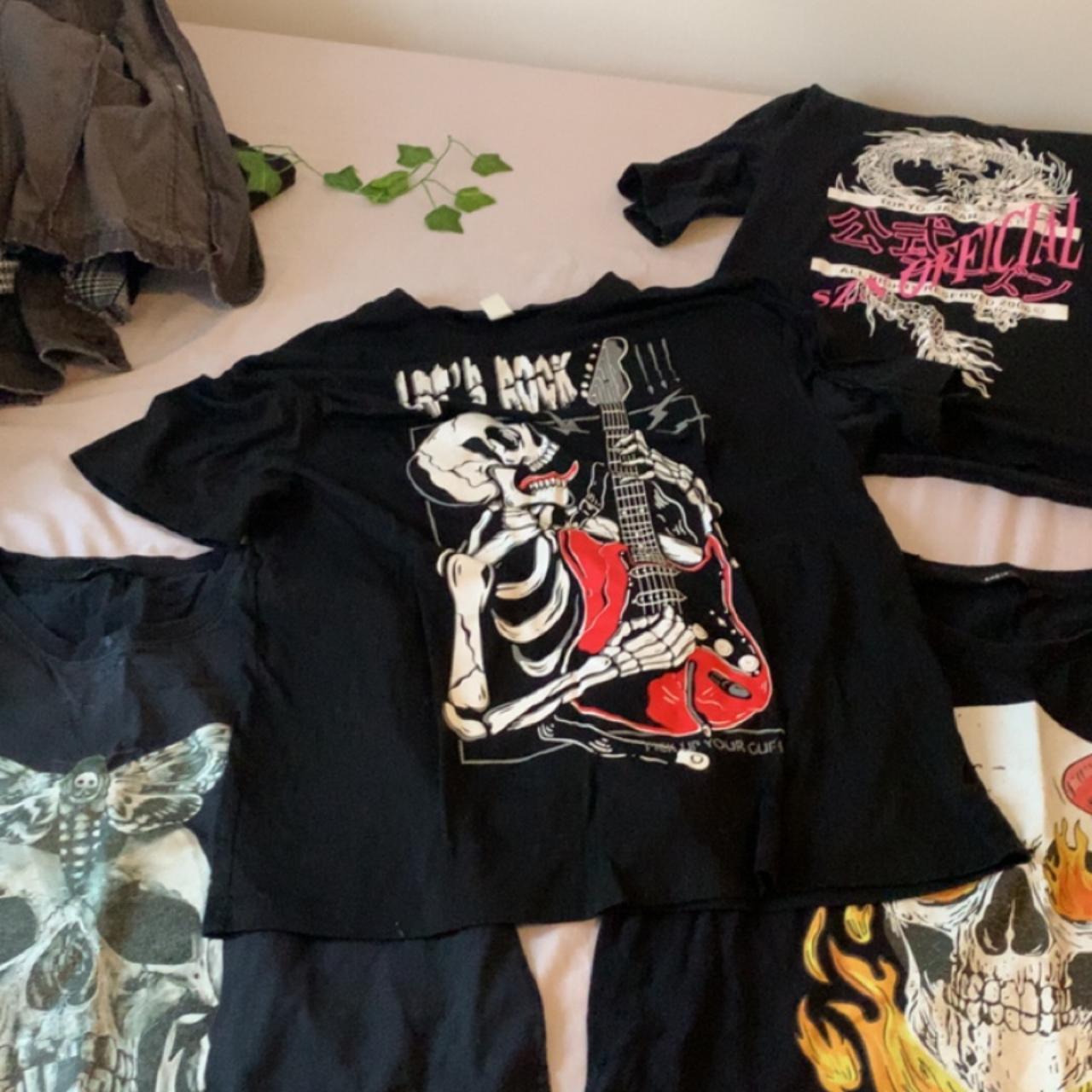 graphic skull tee bundle- all sizes m to l 4pcs... - Depop