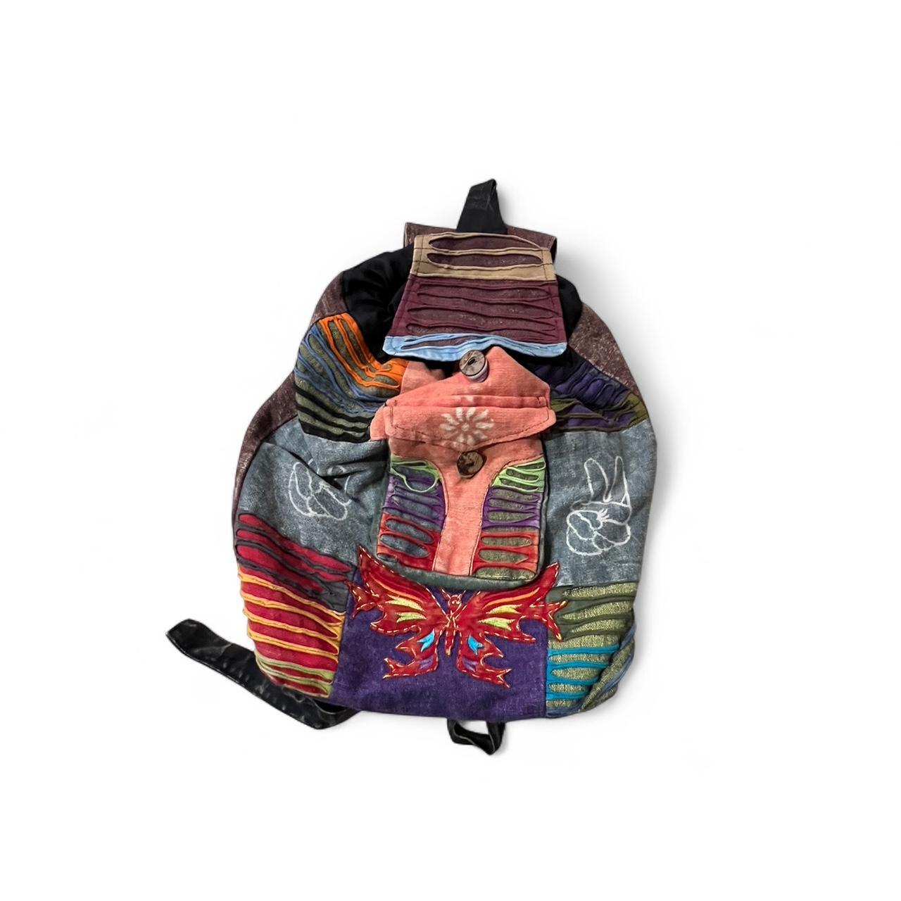 Men's Bag - Multi – Boho patchwork backpack with … - image 1