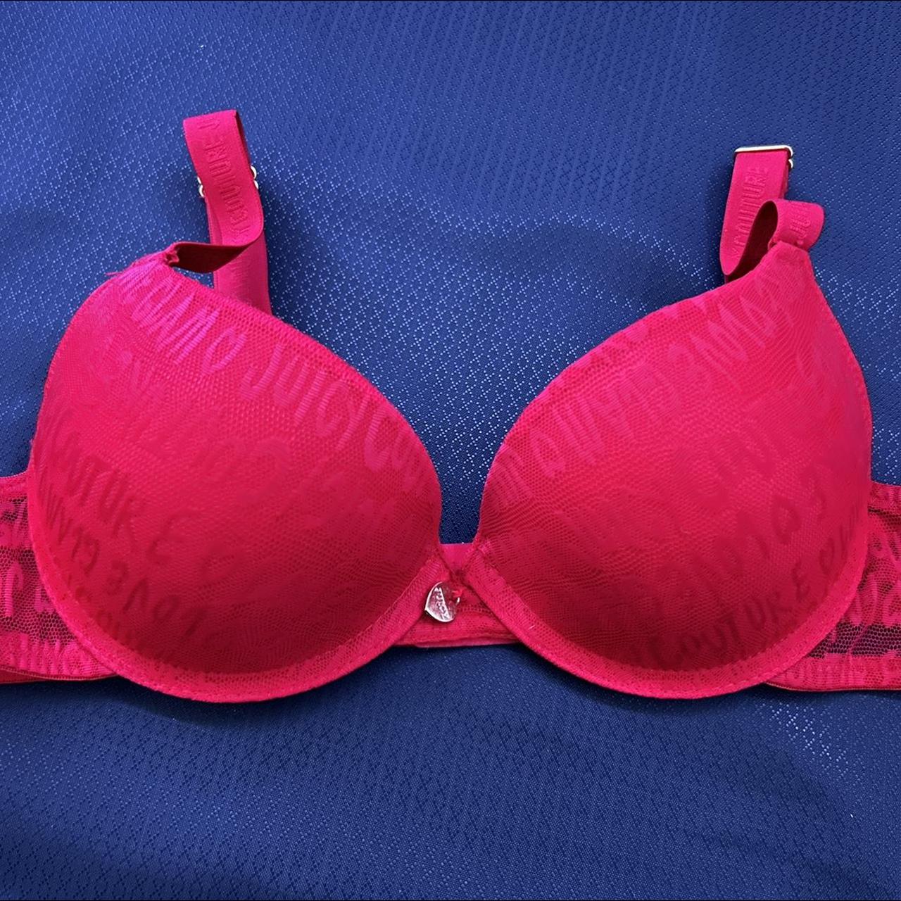 Juicy Couture Intimates Padded Red and Black Laced - Depop