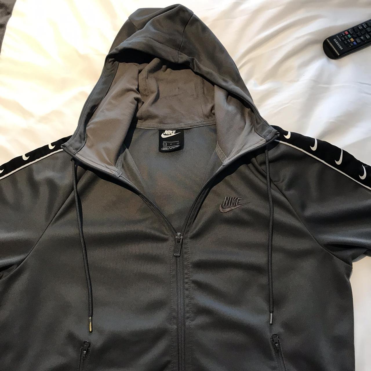 mens grey nike tape hoodie