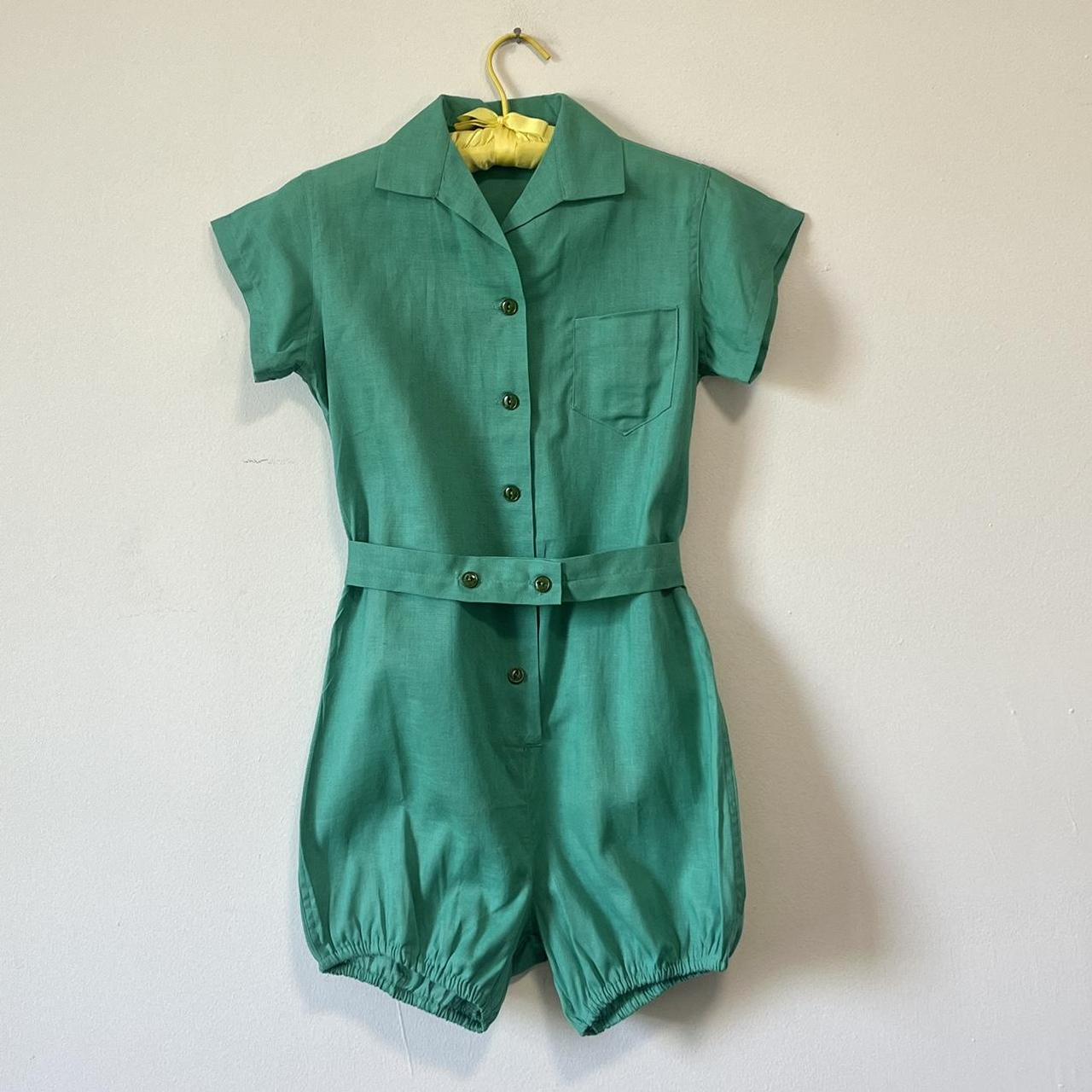 Vintage Women's Romper - Green - S – vintage teal… - image 2