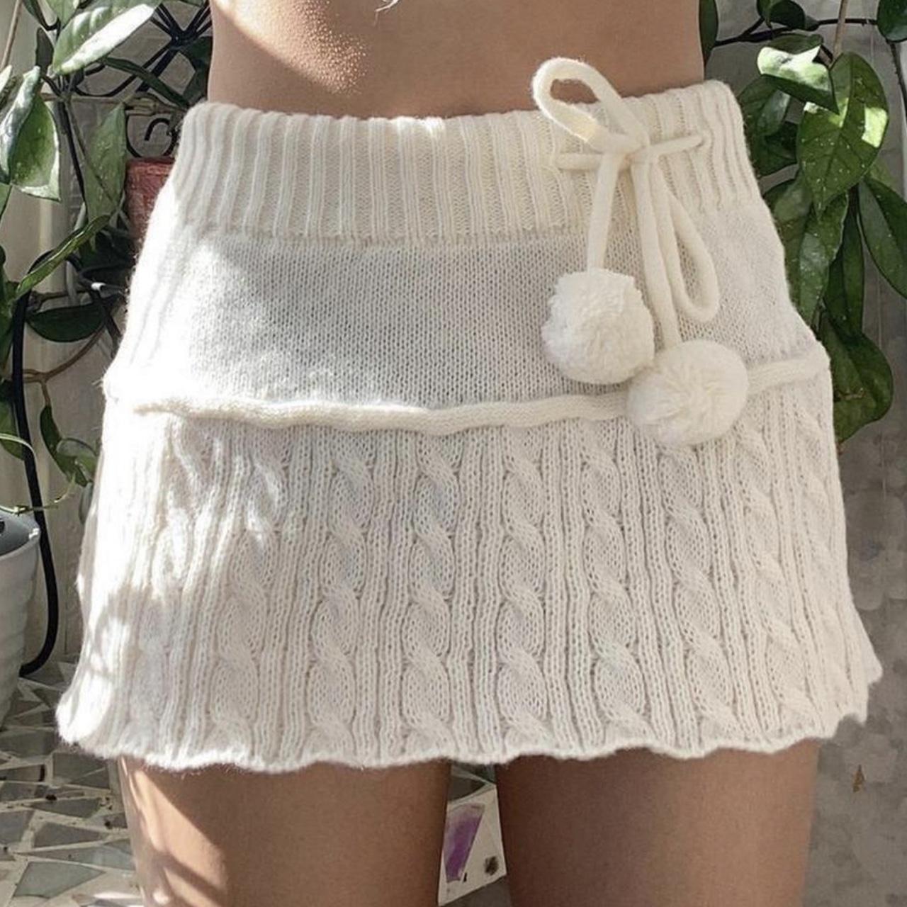 Cream knit mini skirt 🍦🍨 Size xs/small The cutest... - Depop